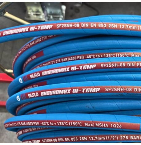 SAE100R2 Double Wire Braid Hose - Hi-Temp  Enduromax Wrapped Blue Cover